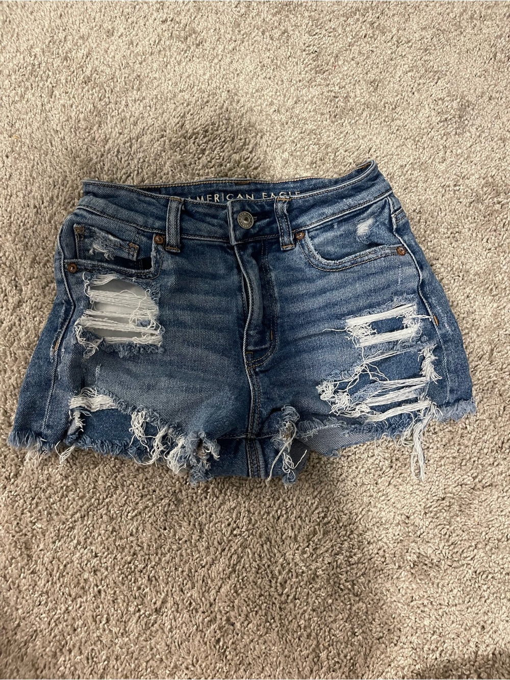 American Eagle Outfitters Ripped Dark Blue Denim Shorts